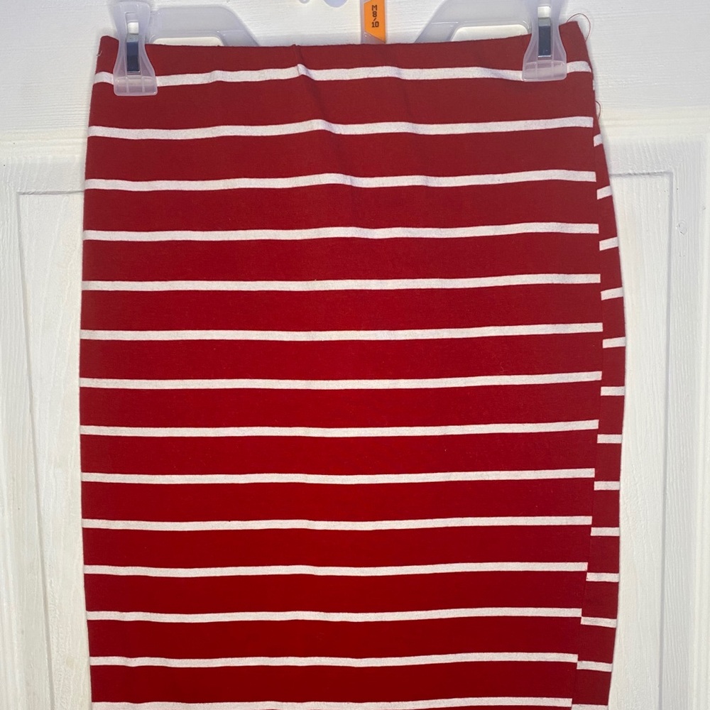 Pencil skirt red with white stripes /size medium